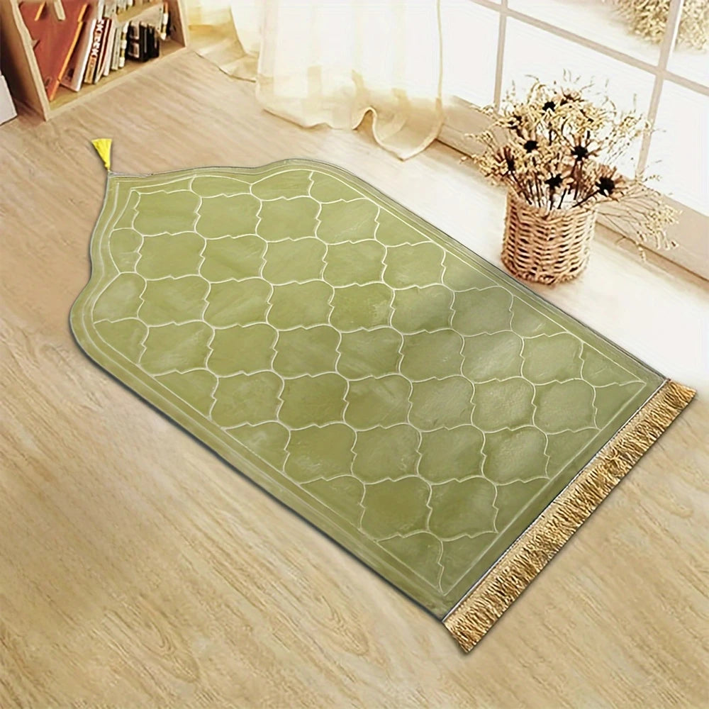 Thickened Printed Prayer Mat Plush with Tassel Flannel Irregular Prayer Mat